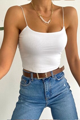 Biely dámsky remienok na lano Bustier Crop