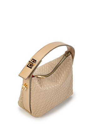 حقيبة كروس نسائية من مينك - نمط القش والجلد الصناعي