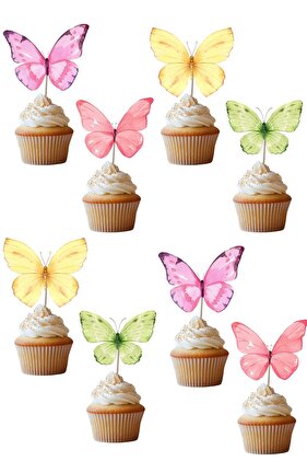 مفهوم عيد الميلاد - الفراشات، تزيين كعكة كب كيك المسواك، حجم كبير فاخر