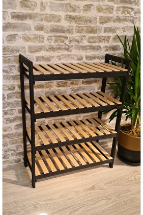 4-Tier Wooden Shoe Rack, Bathroom Organizer Shelf, Flower Stand S.S.N.50*25*75