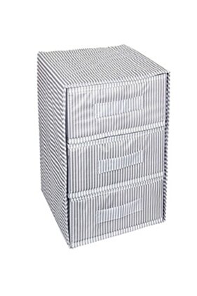 3 Compartment Organizer with Drawers 32 X 32 X 32 Cm Gray