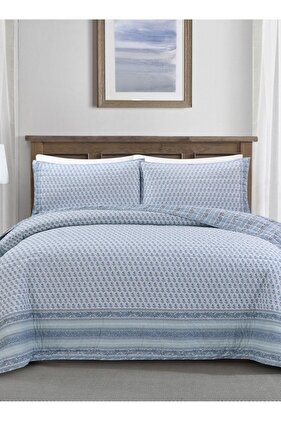 لحاف كينج قطن 100% 3 قطع - أزرق 269×233 أزرق