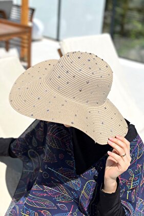 Remsa beaded straw hat rş-96 beige