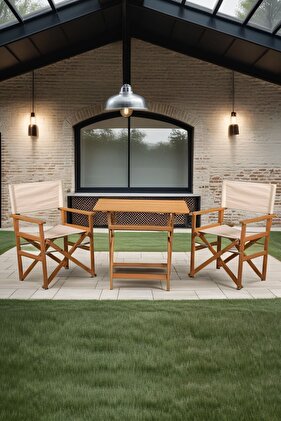 Bahçe Balkon Teras Cafe 3'lü Rejisör Masa Sandalye Takımı 60x80cm Masa