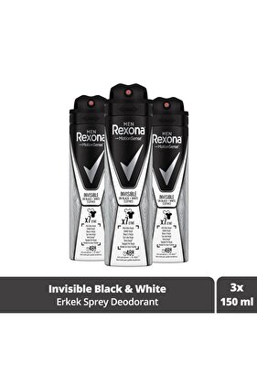Men Erkek Sprey Deodorant Invisible On Black White Clothes 150 ml X3 Adet