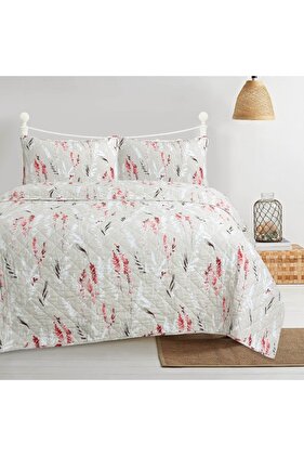 غطاء سرير مزدوج من القطن بنسبة 100%، 3 قطع - 269 × 233 سم - بيج