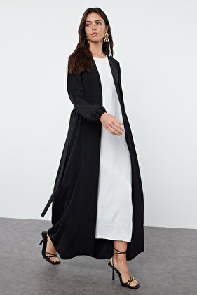 Black Glitter Woven Cap - Ferace/Abaya TCTSS24KF00035