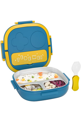 500ml Stainless Steel Bento Box Insulated Lunch Box for Kids Toddler Girls Metal Portion Sections...
