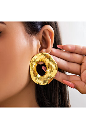 High Quality Exaggerated Large Circle Stud Earring Women Trendy Goth Geometric Piercing Earrings ...