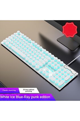 لوحة مفاتيح ألعاب ذات ملمس ميكانيكي، تصميم زر عائم، 104 مفتاحًا، مقاومة للماء والغبار، مريحة...