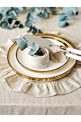 100% قطن كتان خام مكشكش عتيق 6 قطع خدمة أمريكية مستديرة 40 سم