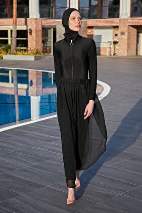 Tie-on Swimsuit Chiffon Skirt Pareo Black Remsa RP003