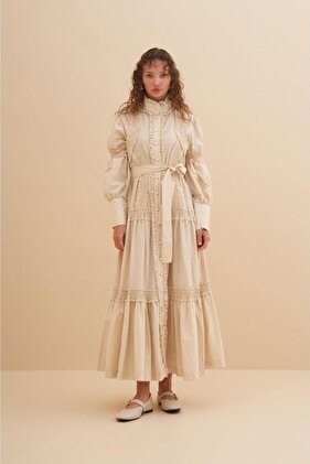 Pearl Detailed Gathered Dress
