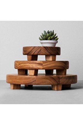 طقم لوح تقطيع وإفطار مكون من 3 قطع - كعكة العرض، الركيزة (خشب الجوز)