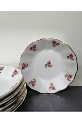 طبق شاي بورسلين مطلي بالمينا بعرض 11 سم مكون من 6 قطع