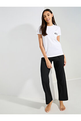 طقم ملابس رياضية وملابس نوم مع جيوب مطرزة من القطن