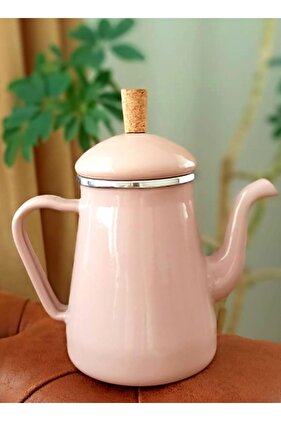 وعاء تقديم شربات زيت الحليب باللون الوردي المطلي بالمينا سعة 1 لتر