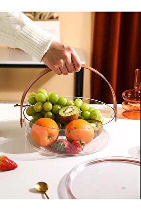 وعاء فاكهة دائري مع سلة محمولة بمقبض