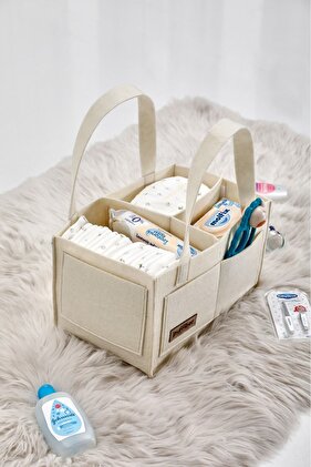 منظم حقيبة العناية بالأم والطفل من اللباد لتغيير الحفاضات لحديثي الولادة