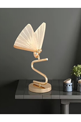 Luxury Exclusive Modern Tasarım Abajur Kelebek Masa Lambası ButterFly Gold Sarı