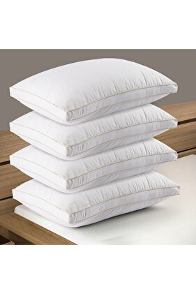 4 قطع وسادة فندقية من الألياف الدقيقة بخط ذهبي مزدوج - 75 × 50 سم