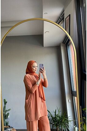 Harika Sandy Pantolonlu Cep Detaylı Ikili Takım