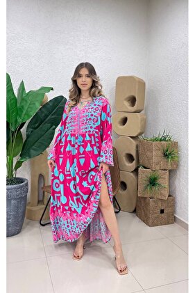 فستان بنمط أزرار وياقة مطابقة، مقاس كبير