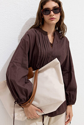 Beige Colored Mari̇ Large Shopper Bag