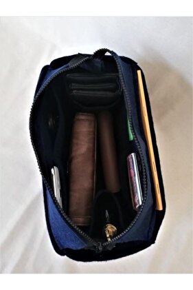 منظم داخلي للحقيبة بسحاب ثابت لون أزرق داكن مقاس 32/16/16