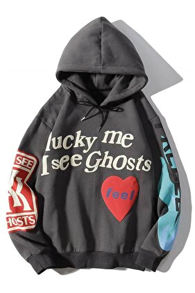Kanye Oversıze Sweatshirt Hoodie Antasit Tr30027