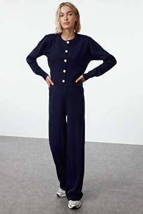 طقم تريكو قصير باللون الأزرق الداكن - الجزء السفلي والعلوي TWOAW25AU00026