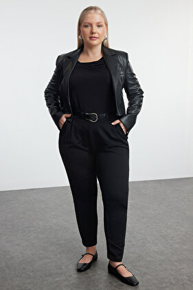 Plus Size crne šargarepe fit hlače - TBBAW25AR00002