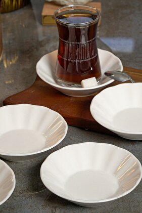 طبق شاي بورسلين 6 قطع 11 سم أوف وايت