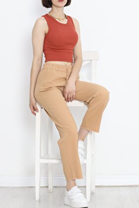 بنطال Dean Milky Brown مزين بشراشيب - ساق 152476 .299