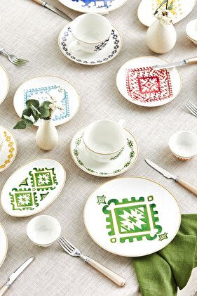 طقم إفطار مكون من 26 قطعة مكون من 6 قطع من Forever Bone Kilim