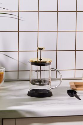 Coffee Bean Kaşık Hediyeli Borosilikat Cam French Press Gold 800 ml