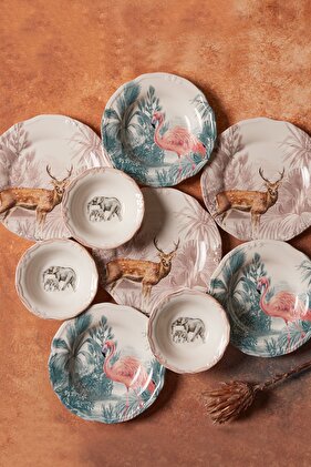 طقم عشاء من البورسلين مكون من 18 قطعة من Jungle - 6 أشخاص