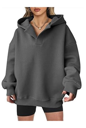 سويت شيرت بغطاء للرأس مقاس كبير للجنسين