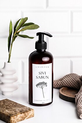 زجاجة صابون سائل بلون العنبر البلاستيكي سعة 500 مل مع علامة زهور