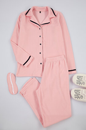 Fleece Thick Winter Pajamas Set - Sleeping Band and Powder Piping Detail Thmaw22Pt0357