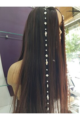 1 adet deniz kabuklu.incili.istiridye li.ve yıldızlı saç aksesuar