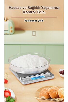 Dijital Hassas Mutfak Ve Kuyumcu Terazisi - 2000 gr./0.1 gr.