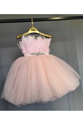 فستان ريش النسر الوردي