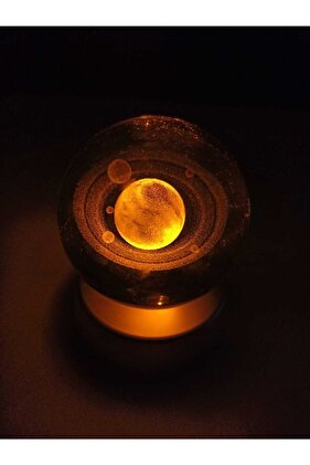 Galaksi Gezegen Samanyolu Işıklı Cam Küre 3d