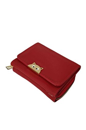 1026-Red Women's Wallet with Cat