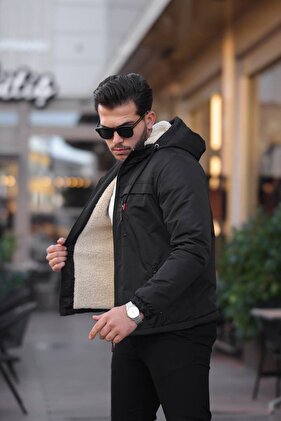 معطف شتوي مع فرو من الداخل