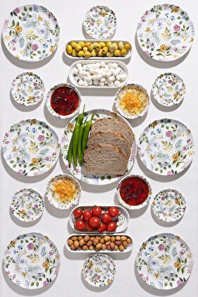 طقم إفطار مكون من 21 قطعة من الزهور مكون من 6 أشخاص