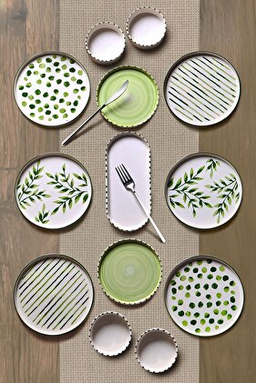 Forest Stackable Breakfast Set for 6 People - 13 Pieces, Luxury Presentation Set Plate
