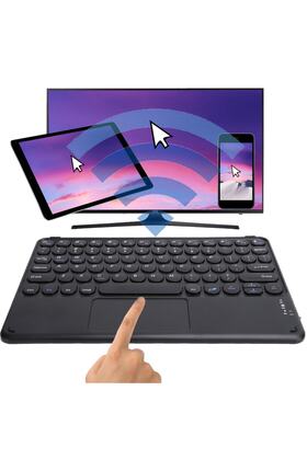 Tüm Cihazlara Uyumlu Touchpad Akıllı Dokunmatik Ekranlı Kablosuz Bluetooth Klavye (ios-android-win)