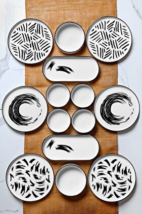 مجموعة تقديم الإفطار لوكس لـ 6 أشخاص - طبق فرشاة قابل للتعبئة مكون من 14 قطعة